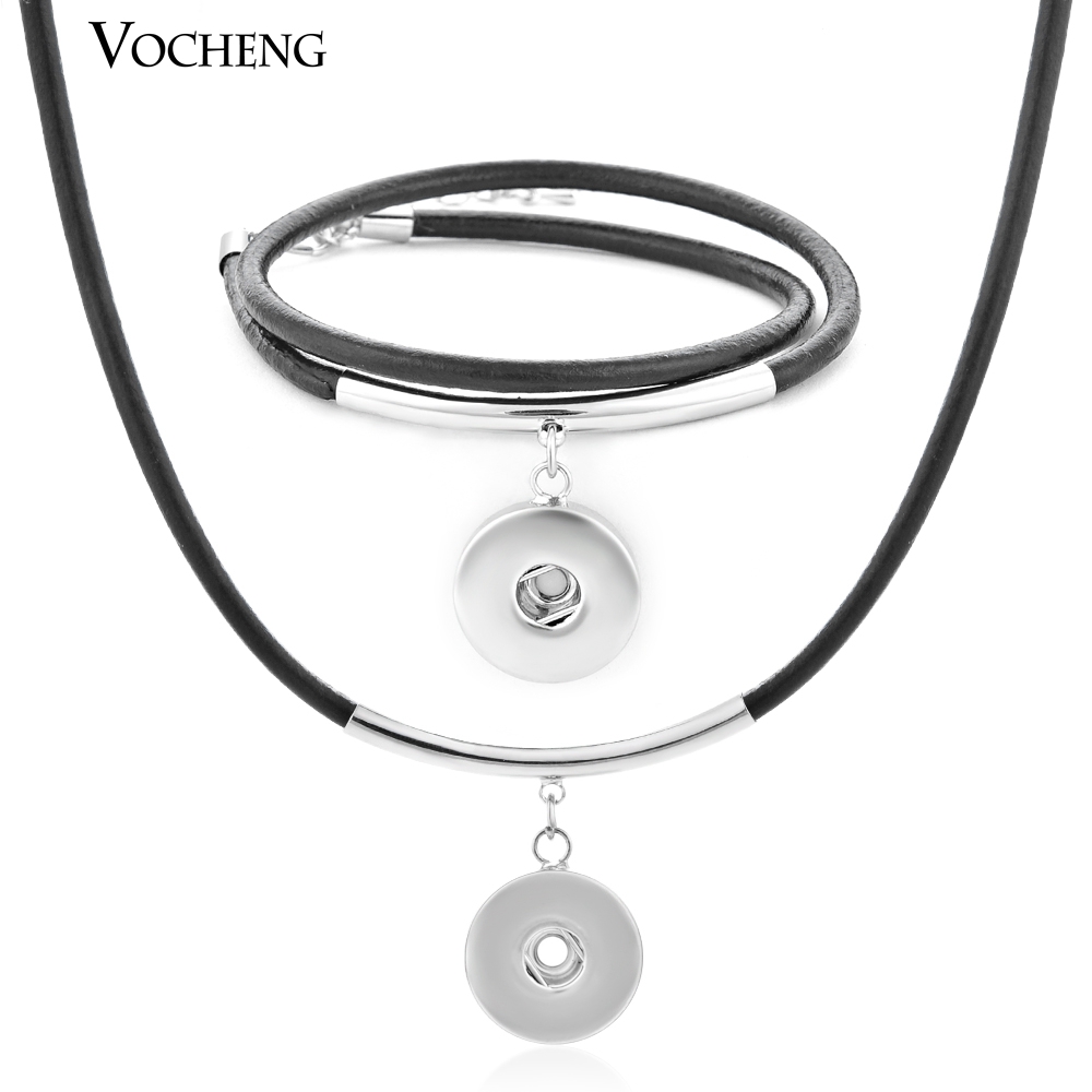 VOCHENG NOOSA Ginger Snap Jewelry Set Genuine Leather 18mm Button Pendant Necklace Bracelet Set NN-356, Silver
VOCHENG NOOSA Ginger Snap Jewelry Set Genuine Leather 18mm Button Pendant Necklace Bracelet Set NN-356, Silver