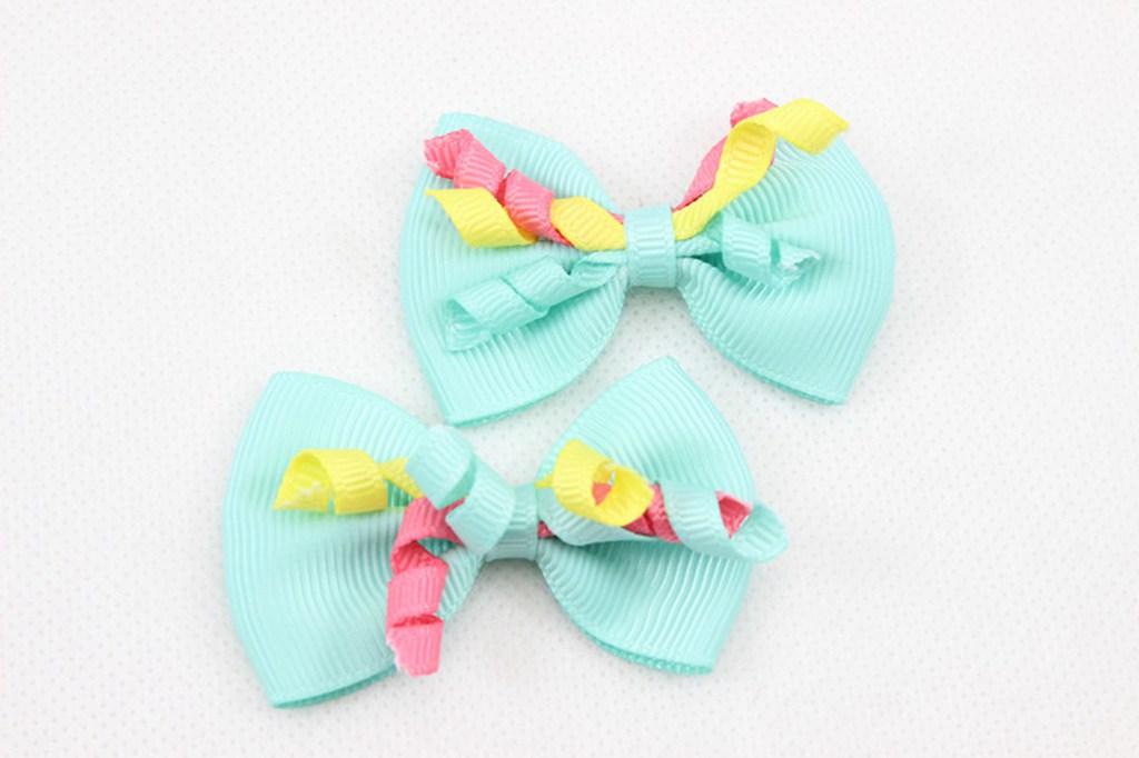 20pcs 2.5" Ribbon korker Hair Bow Clip Girl Hair Accessories Boutique Side Clip Cute Gymboree style Princess Hairpins for Kid HD3406