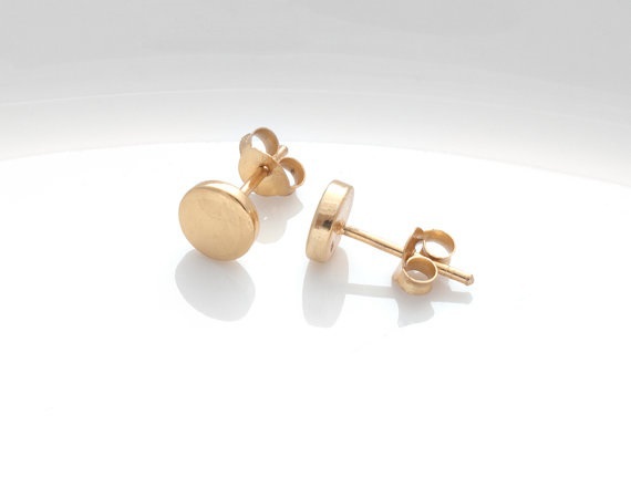 10Pair- S025 Gold Silver Tiny Round Stud Earring Cute Polishing Disc Stud Earrings Simple Geometric Flat Circle Stud Earrings