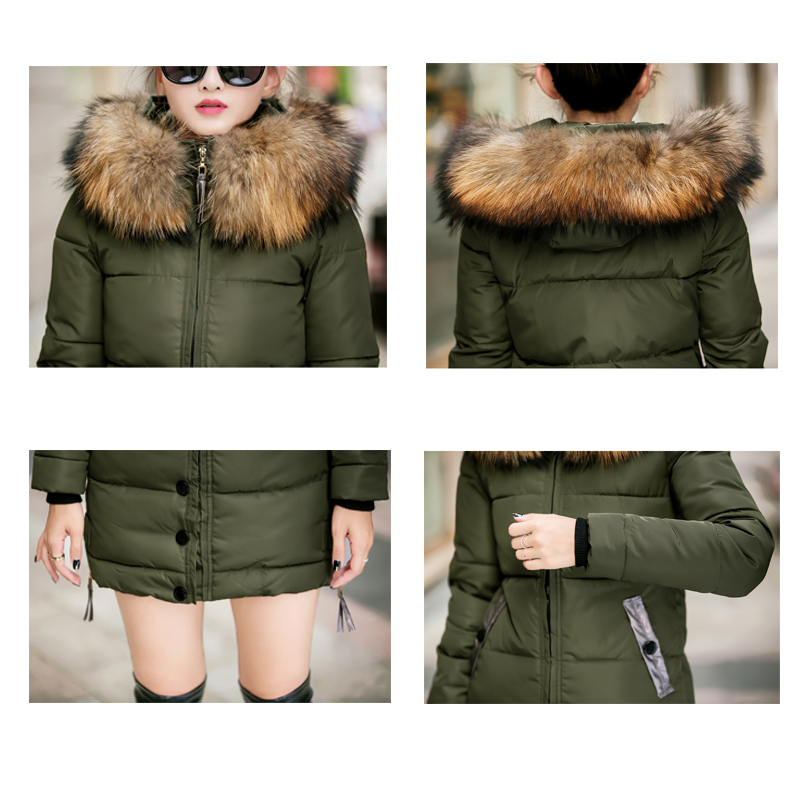 2017 fur collar big size 3XL women winter hooded coat female outerwear parka ladies warm long jacket slim jaqueta feminina q171118