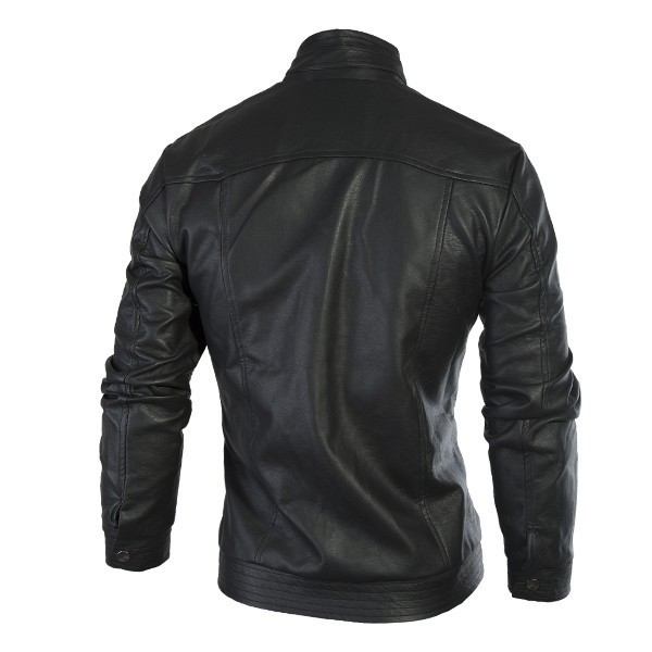 Wholesale-New Fashion Brand Classic Mens Punk PU Leather Coat Men Casual Locomotive Slim Clothing Motorcycle Jacket Clothing Jackets