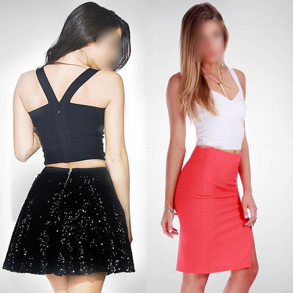 FreeShipping Sexy Womens V-neck Bandage Cropped Tops Club Cami Tank Tops Back Zipper Vest