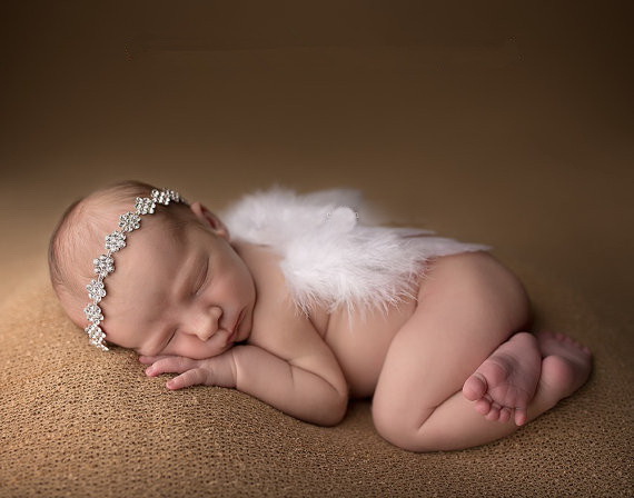 5SET Couture Fairy Baby Angel Baby white Wing and Baby Rhinestone Headband Set Beautiful Newborn Christening hair band Photo Prop YM6126