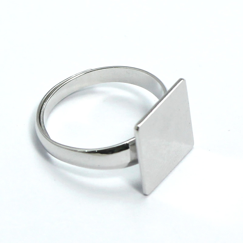 Beadsnice Square Ring Blanks 925 Sterling Silver Ring Setting with 12 mm Square Flat Pad DIY New Year Gift Silver Rings ID 33490