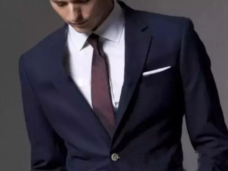 Custom Made Dark Navy Men Suit 2018 Fashion Groom Suit Wedding Suits For Men Slim Fit Groom Tuxedos For Man(Jacket+Pants)