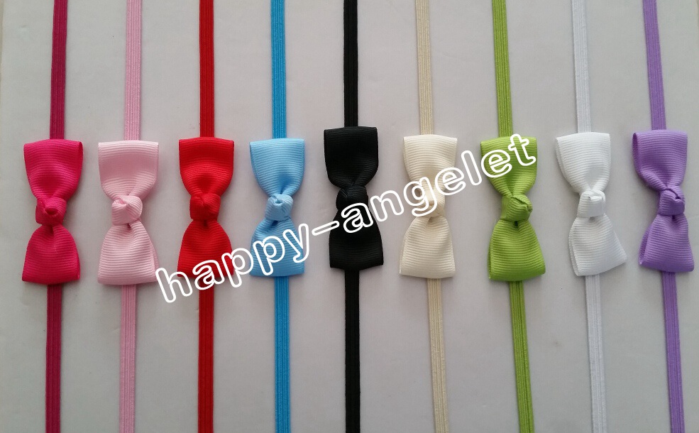 25pcs baby ribbon hair bow with mini Thin Elastic headbands girl hair accessorie 2" bow flower hair band slender rubber hair ties PJ5277