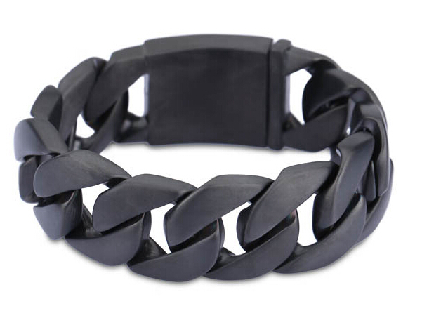 24mm width Heavy Punk Men Curb Cuban Link 316L Stainless Steel Matte Black Bracelet Never Fade Bling Titanium steel Bike Biker Chain bangle Jewlery