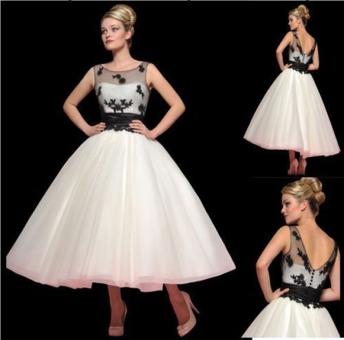 1950s Vintage Ankle Length Wedding Dresses Ivory and Black Lace Tulle Sheer Scoop Neck Sleeveless A-Line Bridal Gowns Custom Made, Multicolor
1950s Vintage Ankle Length Wedding Dresses Ivory and Black Lace Tulle Sheer Scoop Neck Sleeveless A-Line Bridal Gowns Custom Made, Multicolor