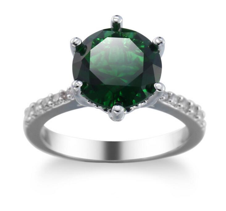 Wholesale 5pcs/lot Wedding ceremony Jewelry Green Quartz Gemstone 925 Silver Ring Fashion For Women Cz Zircon Rings Xmas Gift