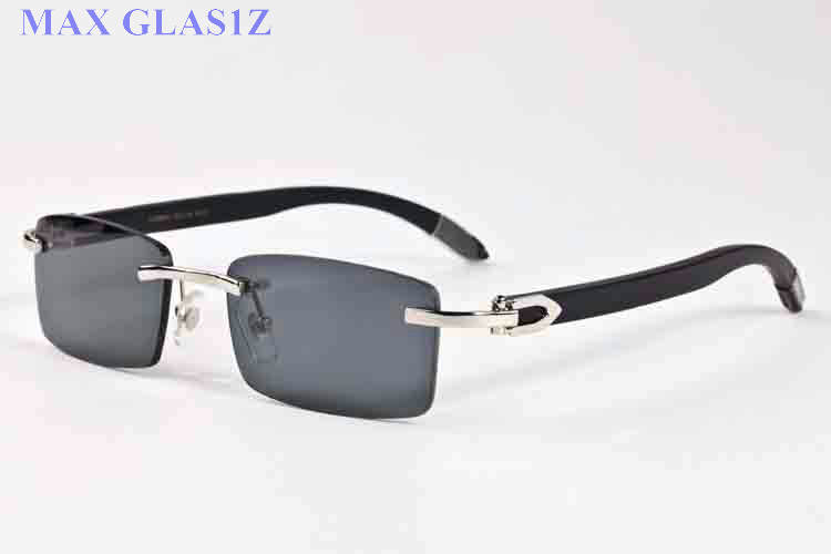 novel goggle outdoor new fashion sport rimless sunglasses lady women black shades fashion retro buffalo horn glasses with original case
