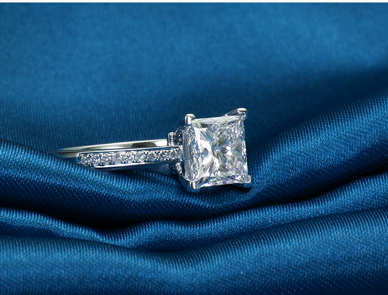 Vecalon Simple Jewelry Princess cut 1ct Simulated dia Cz Sterg Sier Engagement wedding Band ring for women
