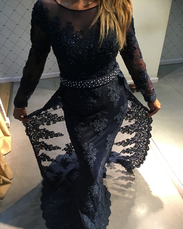 Mermaid Evening Dresses with Sleeve Scoop Lace Appliques with Beaded Sequins Formal Dresses Back Lace Evening Party Dresses, Dark navy
Mermaid Evening Dresses with Sleeve Scoop Lace Appliques with Beaded Sequins Formal Dresses Back Lace Evening Party Dresses, Dark navy