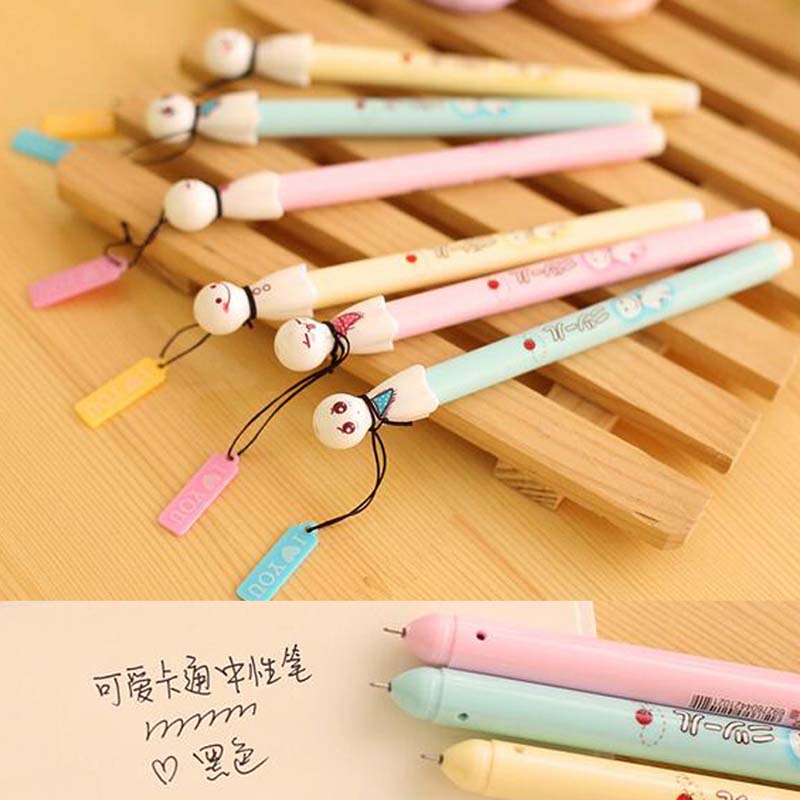 15 pcs/Lot Kawaii Sunny Day Doll Gel Pens Writing Pens Black Ink Pen Student Stationery Material Escolar