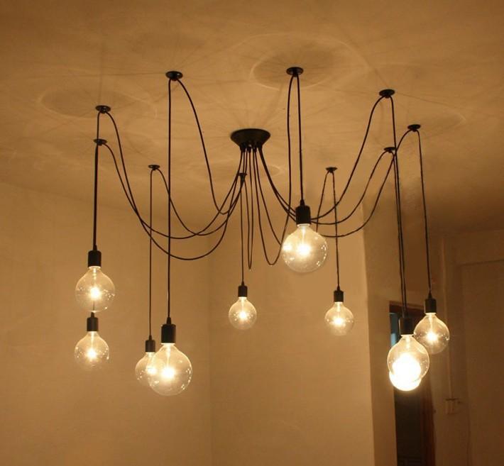 6/8/10/12/14 Lamps Retro Modern Spider Pendant Light Kitchen Lighting Metal Base Material E27 Bulb Base Living Room Lighting