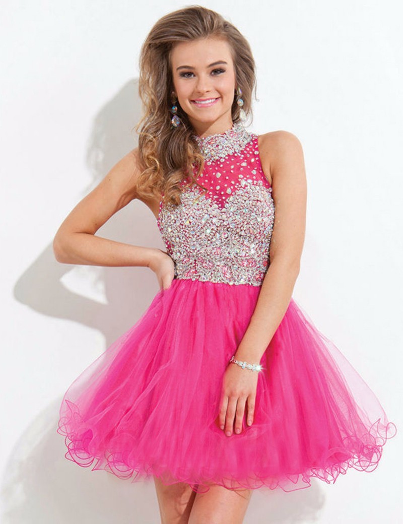 Mint Green Navy Blue Fuchsia Short Prom Dress Sexy Bling Bling Beaded Women Wear Special Occasion Dress Evening Party Dress