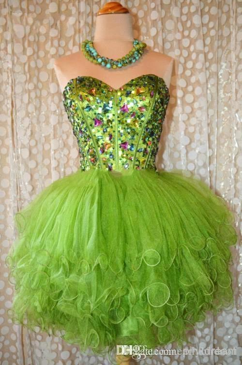 Wonderful Sweetheart Crystals Hot Pink Puffy Tulle Ball Gown Short Homecoming Colorful Rhinestones Cocktail Prom Graduation Dresses BO7806