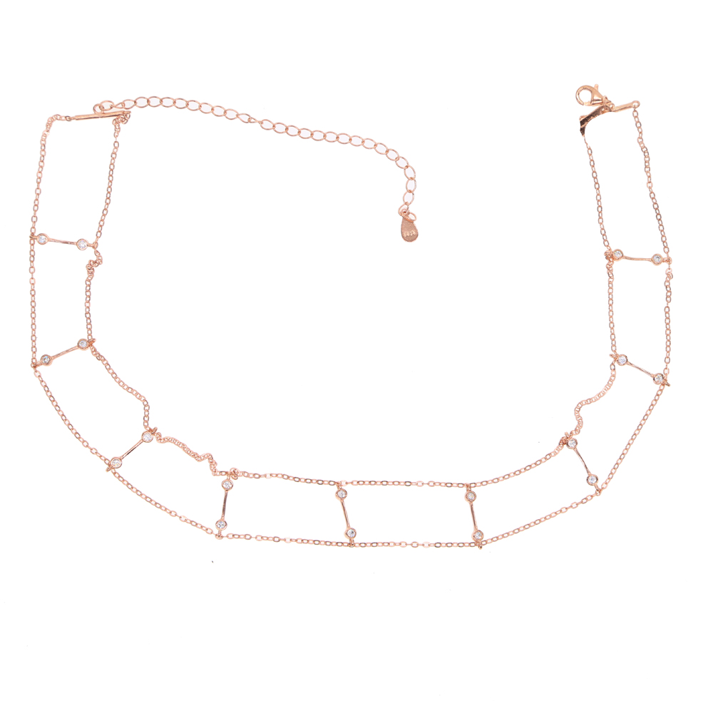 100 925 sterling silver short chain chocker double chain link bar 18k gold plated elegant choker necklace