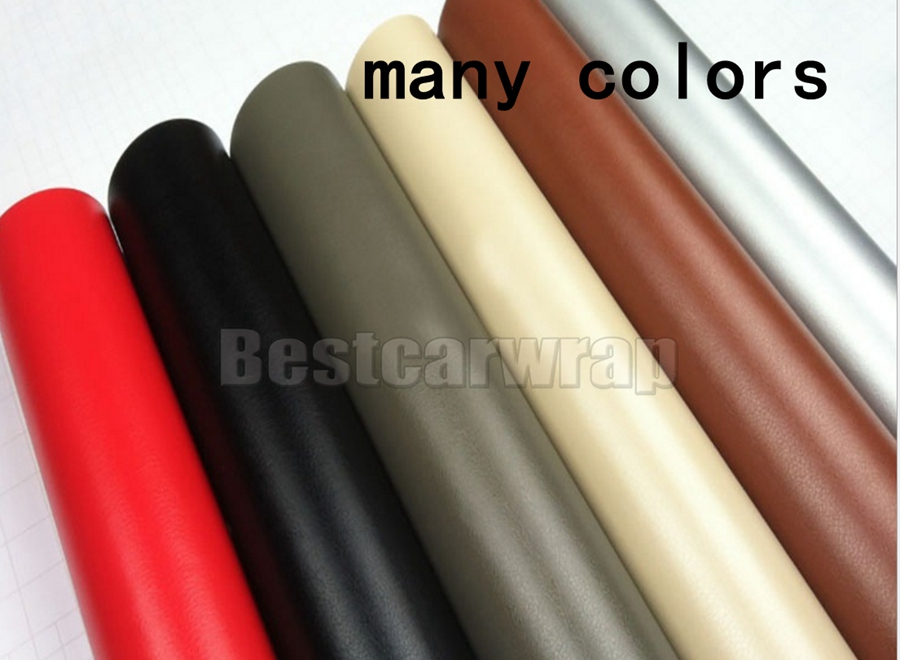 Black / Brown / Red / Grey & Silver Leather Car WRAP Film Car interior & exterior Vinyl Wrap skin WIth Air bubble free 1.52*30m/Roll