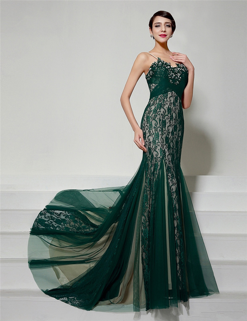 2017 Sexy Crystal Lace Mermaid Formal Evening Dresses With Sweetheart Appliques Floor-Length Plus Size Prom Party Celebrity Gowns BE16