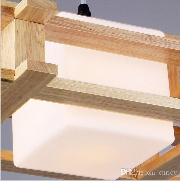 Modern OAK led pendant light wooden glass chandeliers lighting fixture 1/3 heads home lighting for living room decoration