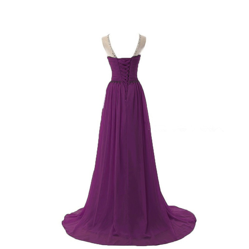 new stock sexy colorful long scoop chiffon formal prom dresses beads pleats floorlength evening party gowns