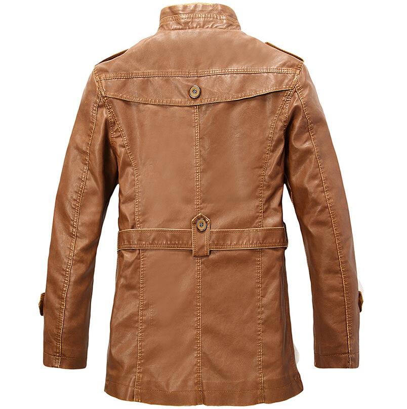 Men's Leather Jackets: PU Wool Stand Collar Coats, Motocycle Overcoats B4