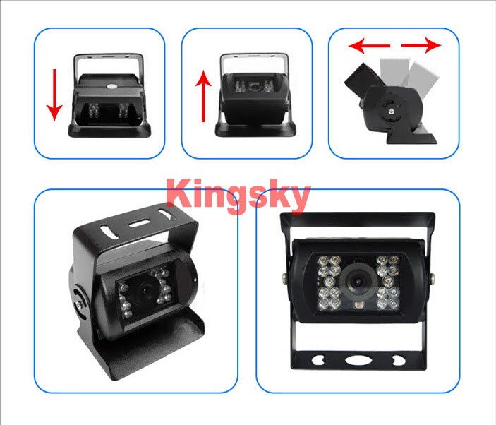 12V~24V Night Vision 18IR LED Backup Reverse Camera 4Pin + 7" LCD Monitor Car Rear View Kit Free 15m cable For BUS Truck RV Motorhome