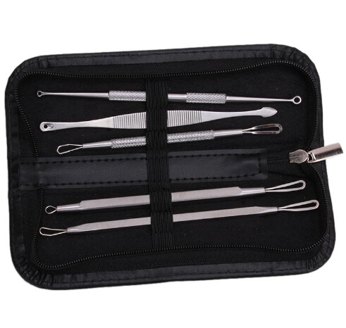 Wholesale-Silver Stainless Blackhead Comedone Acne Blemish Extractor Remover Pimple Pin Cosmetic Health Beauty Care Needle Tool