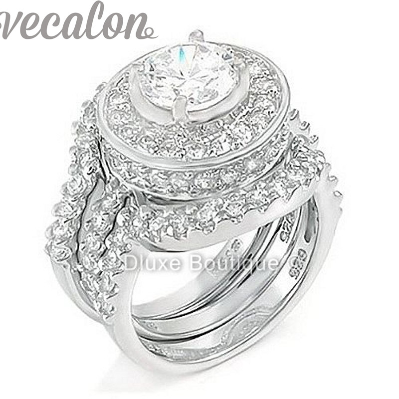 Vecalon fashion ring Simulated diamond Cz 3-in-1 Engagement Band Wedding Ring Set for Women 10KT White Gold Filled finger ring
Vecalon fashion ring Simulated diamond Cz 3-in-1 Engagement Band Wedding Ring Set for Women 10KT White Gold Filled finger ring