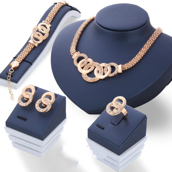 Fashion Luxury Crystal Handcuffs Necklace Earring Bracelet Ring Set Metal Gold Plated Rhinestone Unique Eight Circle Cross Jewelry Sets, Golden
Fashion Luxury Crystal Handcuffs Necklace Earring Bracelet Ring Set Metal Gold Plated Rhinestone Unique Eight Circle Cross Jewelry Sets, Golden