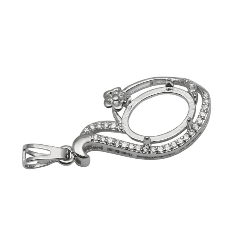 Beadsnice 8x13 mm Oval Cut Vintage Style Semi Mount Silver 925 Dangle Pendant Setting Wedding Pendant Necklace Handmade ID 34063