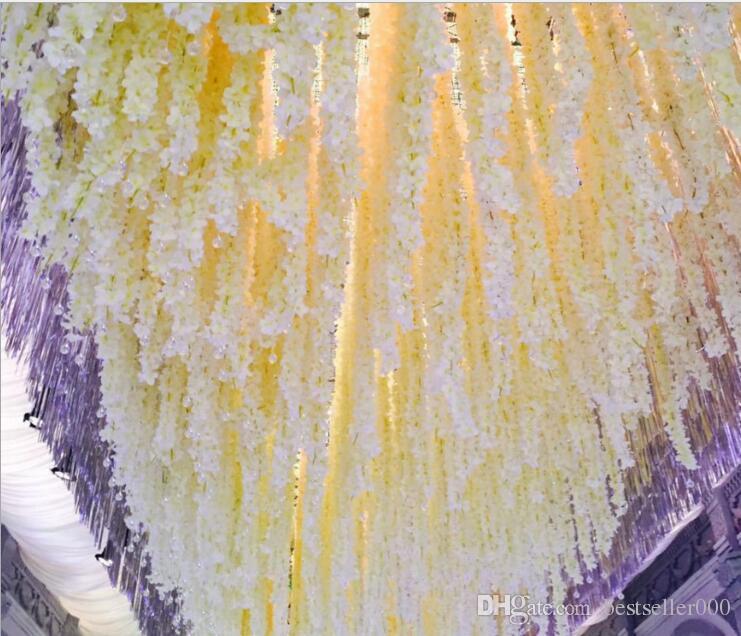 New Arrival Elegant Artificial Hydangea Silk Flower Vine Home Wall Hanging Wisteria Garland 14 colors Available For Wedding Xmas Decoration от DHgate WW