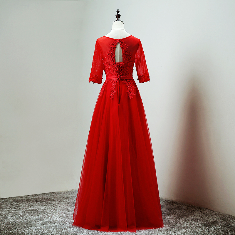 Light Gray Bridesmaid Dresses Long Wedding Guest dress Party gowns Sheer with Applique Pleats Tulle Formal Dress Plus Size Cheap