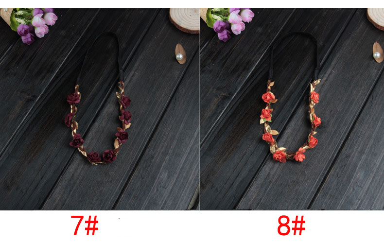 Children Hair Accessories Baby Golden Leaves Flower Headbands Kids Girls Hair Bands Woman Fashion Christmas Wreath Headwear 19Colors