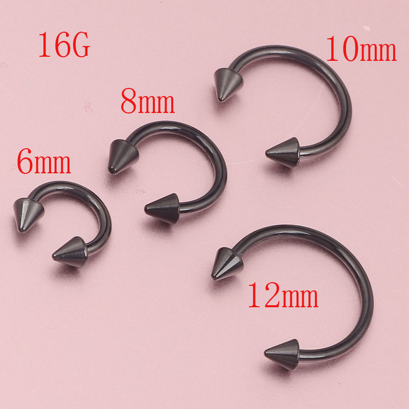Anodized BLACK Horseshoe Bar Lip Nose Septum Ear Ring Various Sizes available Piercing Nose Body jewelry