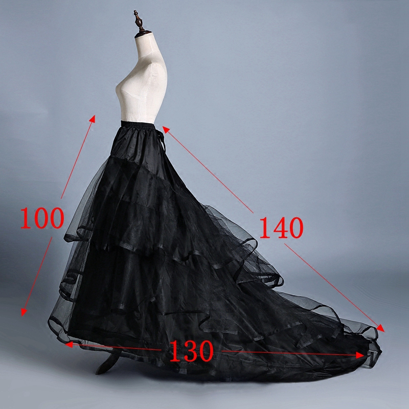 Real Image A Line Black Petticoat Crinoline Layers Wedding Bridal dresses Petticoat Free Size Sweep Train Underskirt Wedding Accessories