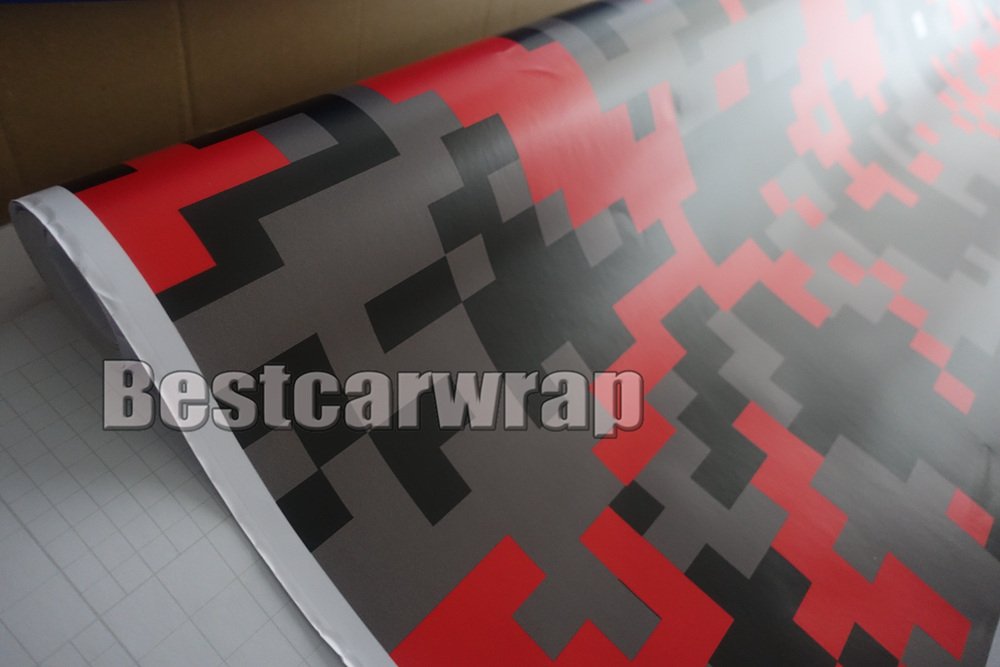 Red Piexl Camo Vinyl Car Wrap Film With Air Rlease Digital Camouflage Truck wraps covers camo red styling size 1.52x30m/Roll