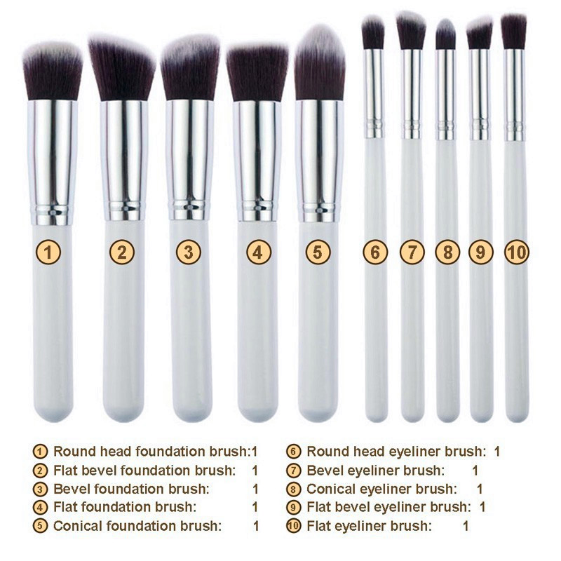 Profession 10Pcs Wooden Handle Synthetic Fiber Precision Kabuki Foundation Cosmetic Tools Makeup Brushes Set in Multicolor Options Drop Ship