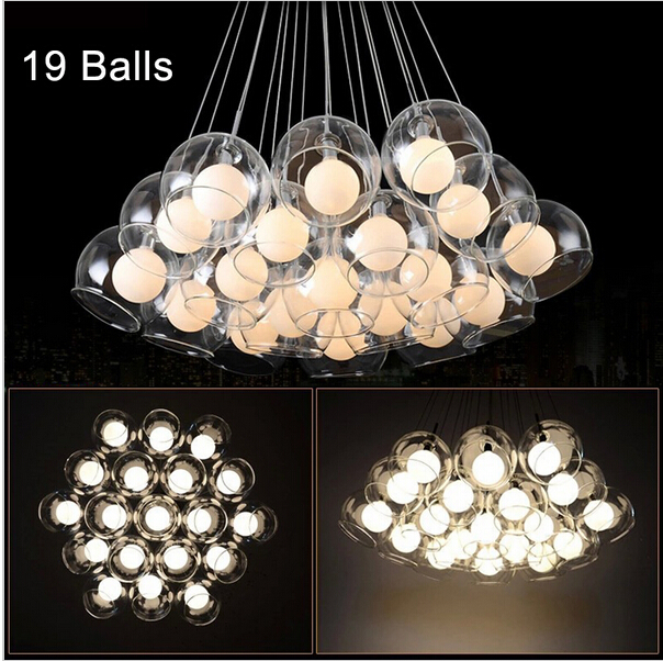 Modern Art Glass Chandelier DIY Glass Ball Pendant Light Fixture G4 Hanging Light for Living Room Bar Restaurant AC85-265V