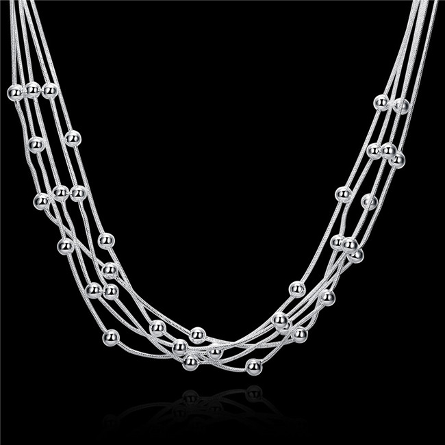 Christmas gift Five line light bead necklace sterling silver plate necklace STSN213,fashion 925 silver Chains necklace factory direct sale