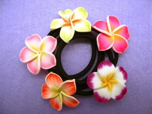 new Wholesale Frangipani hair bands foam hawaiian plumeria flower headband elastic band hair rope girl hair accessories 80pcs/
