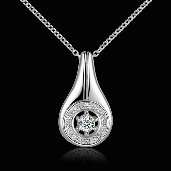 Hot sale water bottle Pendant necklace white gemstone sterling silver plate necklace STSN504,fashion 925 silver necklace factory direct sale