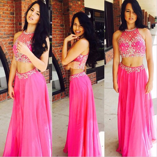 Pink Girl Two Piece Prom Dresses Jewel Sequins Chiffon Fashion Evening Gowns Sexy Party Dress Latin Dance Customes 2016, Hunter
Pink Girl Two Piece Prom Dresses Jewel Sequins Chiffon Fashion Evening Gowns Sexy Party Dress Latin Dance Customes 2016, Hunter