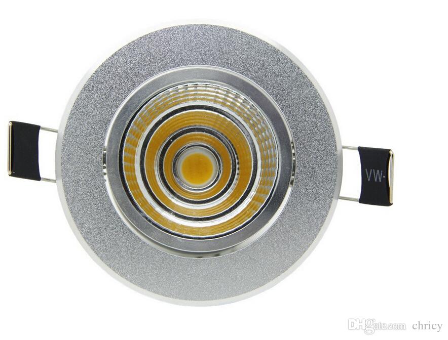 Dimmable LED Recessed Spotlight COB Downlight 6W/9W/12W/15W Silver Ceiling Lamp Warm Cool white AC85-265V