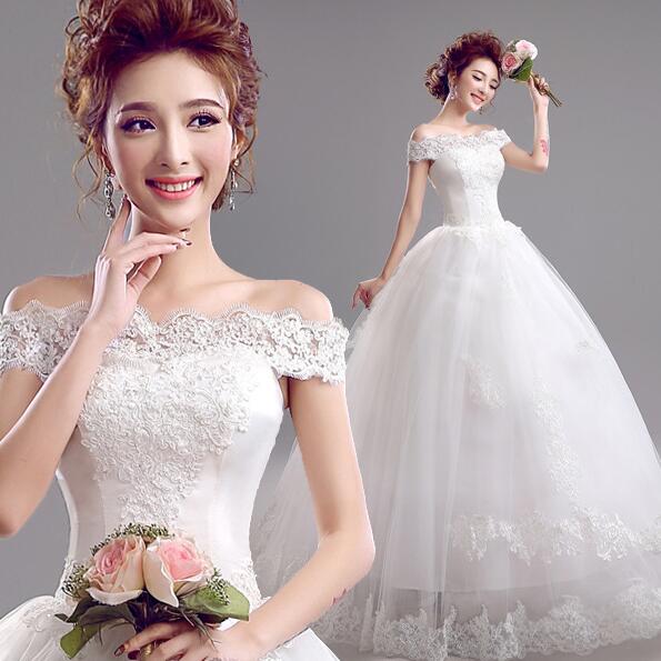 Wedding dress Charming Bateau Neck Lace princess off shoulder Wedding Dresses Bridal Gowns with Sash Bow Sweep Train Custom Made BD02, White
Wedding dress Charming Bateau Neck Lace princess off shoulder Wedding Dresses Bridal Gowns with Sash Bow Sweep Train Custom Made BD02, White