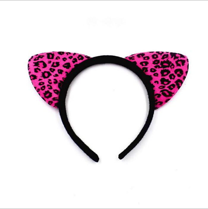 Cat Ears Headband Leopard Cartoon Hair Band Children Girls Headwear Xmas Party Hair Accessories Masquerade Supplies YW189