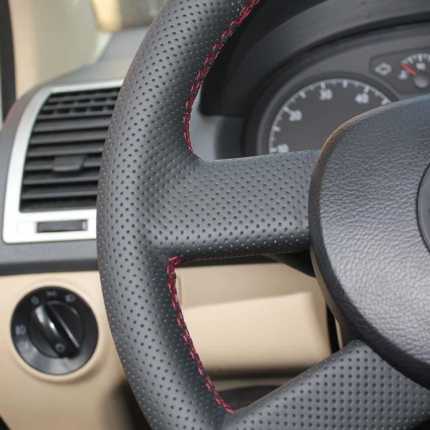 Steering wheel cover Case for Volkswagen old models VW old POLO Genuine leather DIY Hand sewing wheel cover Car styling