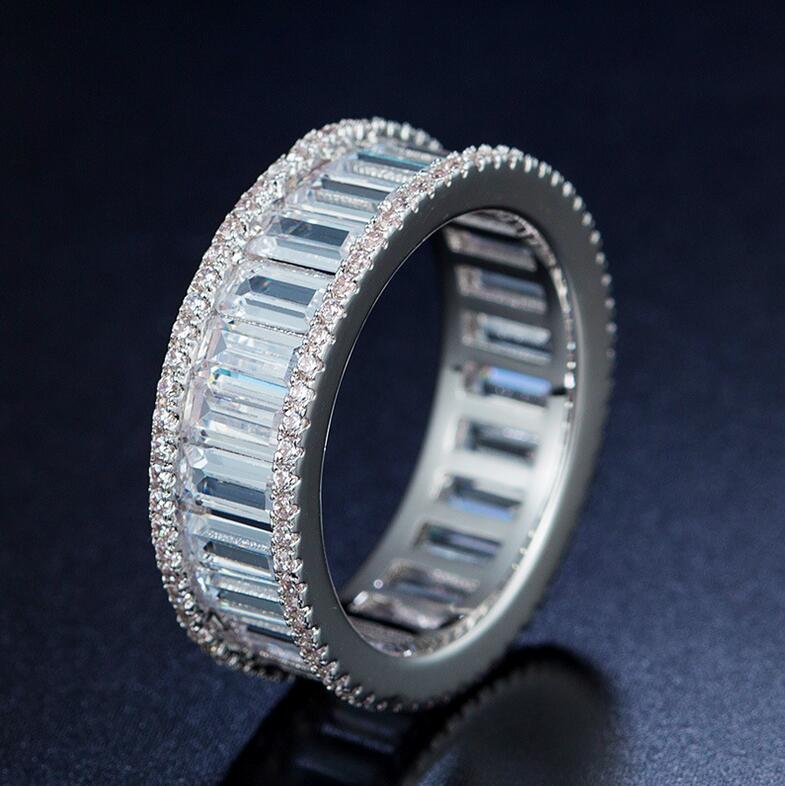 Victoria Wieck Top Selling Luxury Jewelry 10KT White Gold Filled Princess Cut Topaz Rose Gold Black CZ Diamond Women Wedding Band Ring Gift