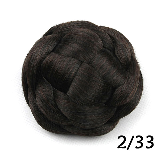 Wholesale-6 Colors Women Braid Buns Hairpieces Brown/ Blond/Black Hair Chignon Donut Roller Bun Perucas