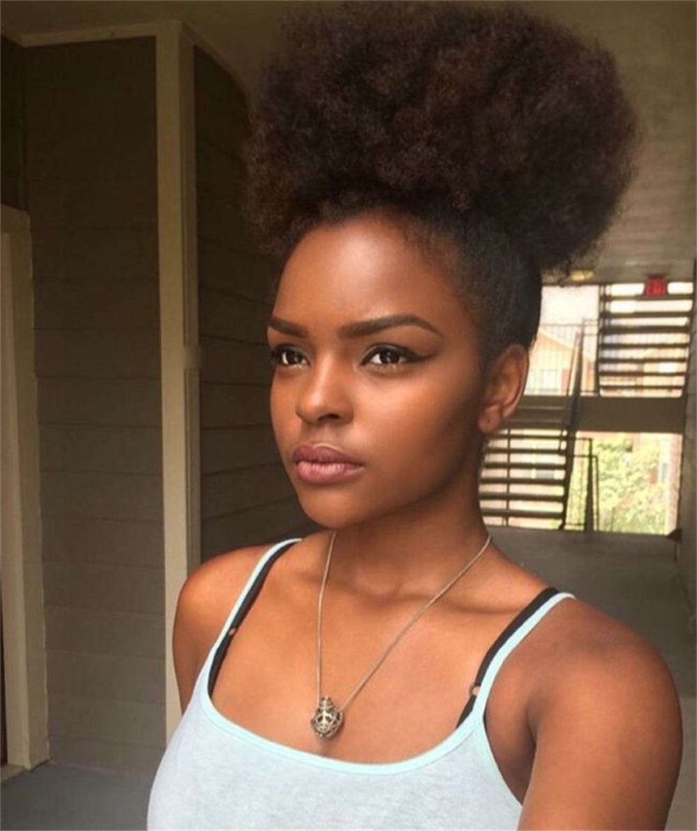 8A GRADE Brazilian hair ponytail clip in Afro Puff kinky curly drawstring ponytails hair extension for black women 120g